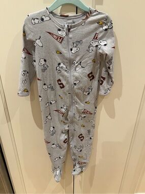 Peanuts Gray Snoopy & Woodstock Footed One-Piece